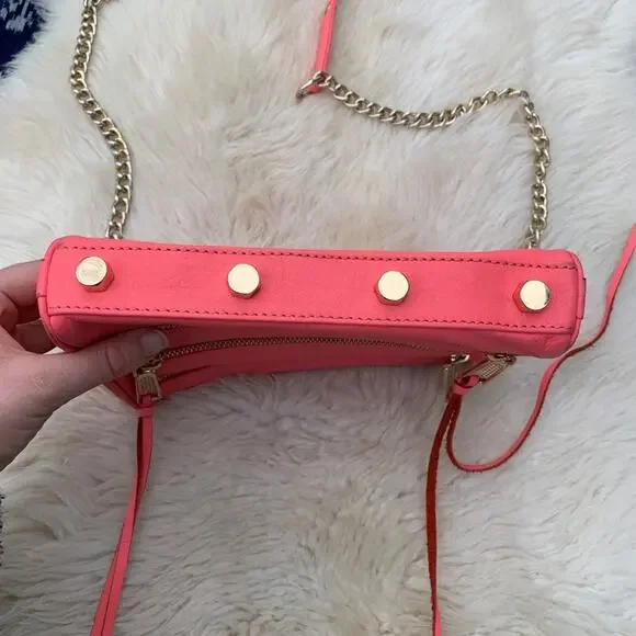 Rebecca Minkoff 3 Zip Mini MAC clutch crossbody bag Bright Hot Neon Pink Barbie - Picture 7 of 8